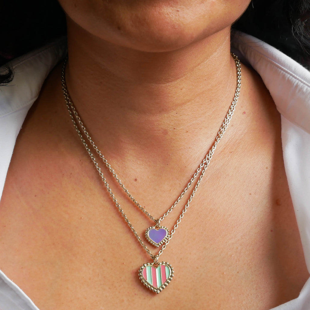 Collier cœur rayé