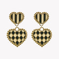 Boucles d'oreilles double cœur damier