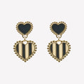 Boucles d'oreilles double cœur rayé