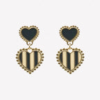 Boucles d'oreilles double cœur rayé