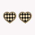 Boucles d'oreilles puce cœur damier
