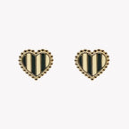 Boucles d'oreilles puce cœur rayé