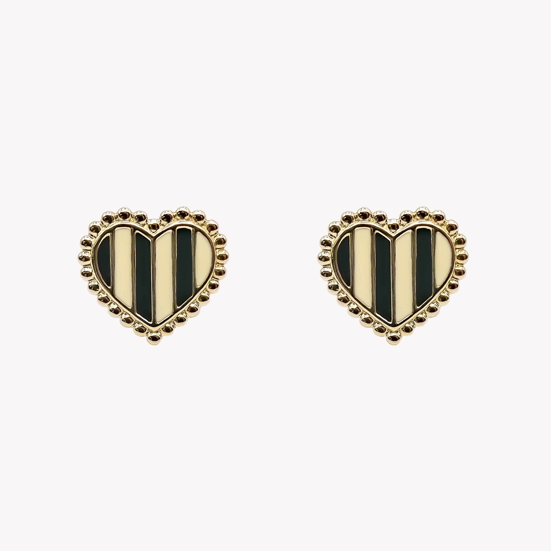 Boucles d'oreilles puce cœur rayé