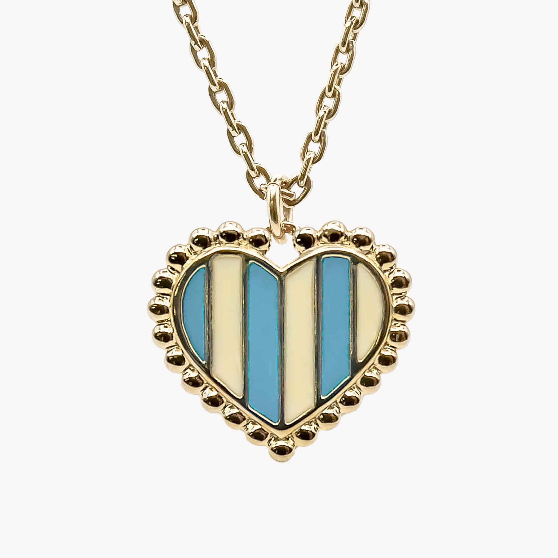 Collier cœur rayé