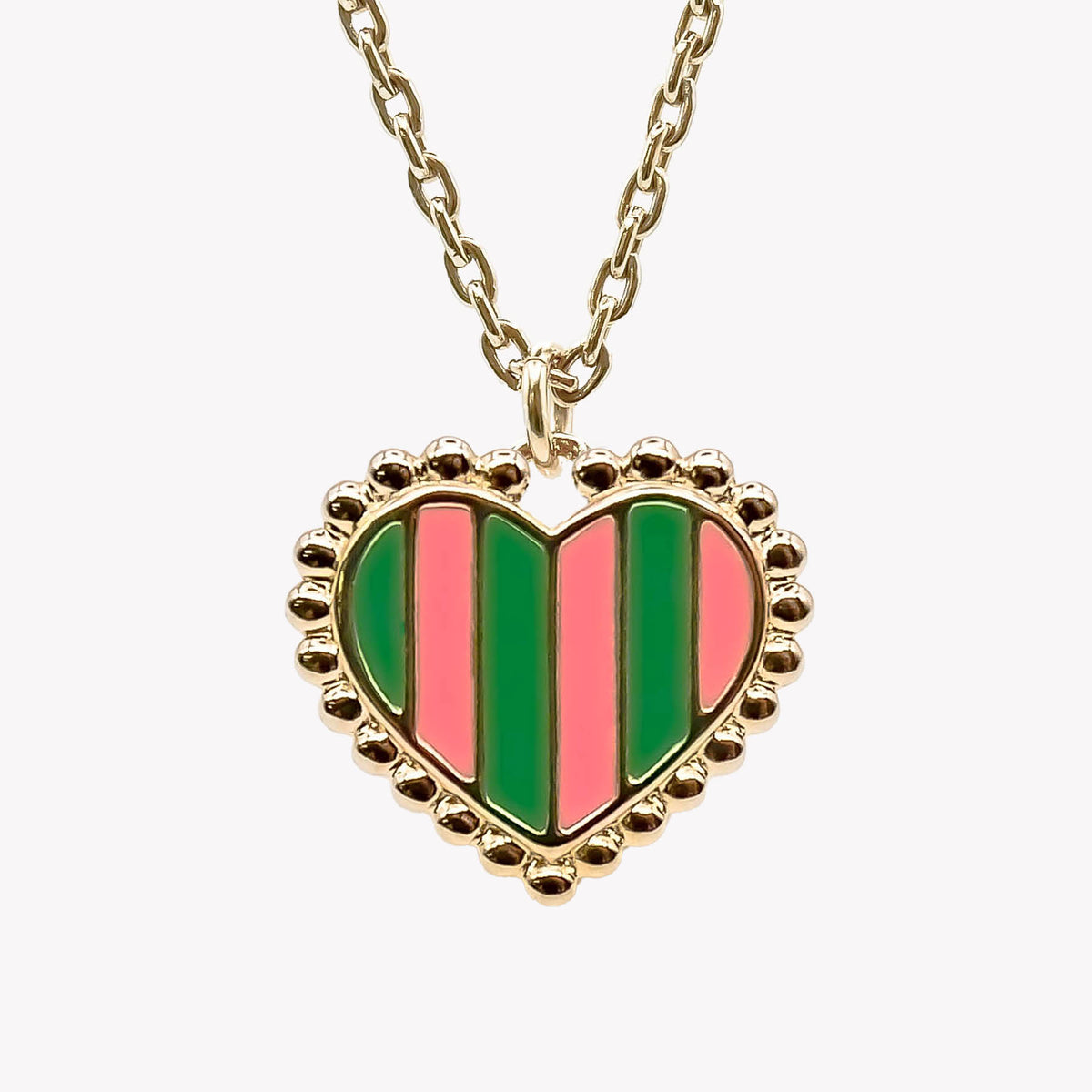 Collier cœur rayé