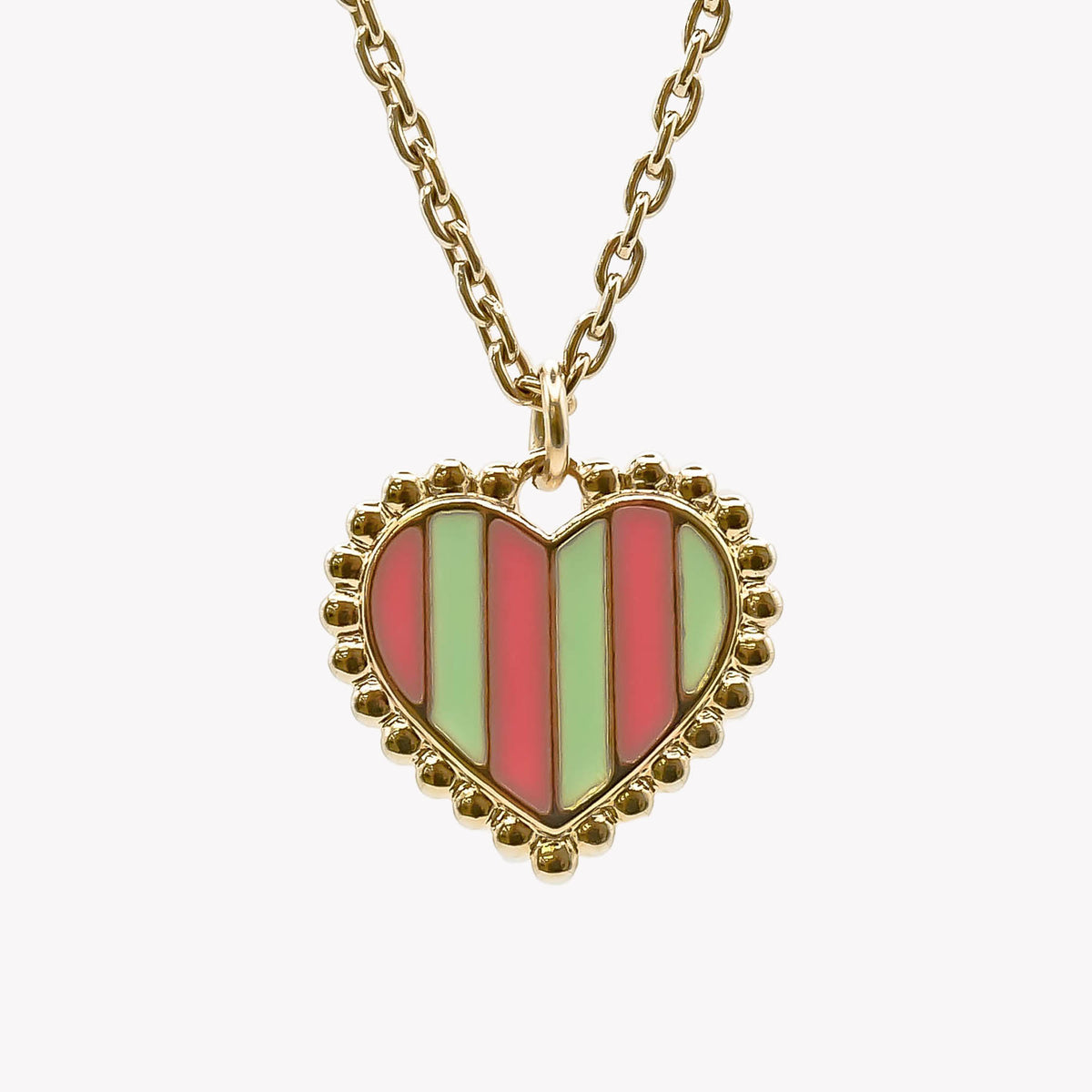 Collier cœur rayé
