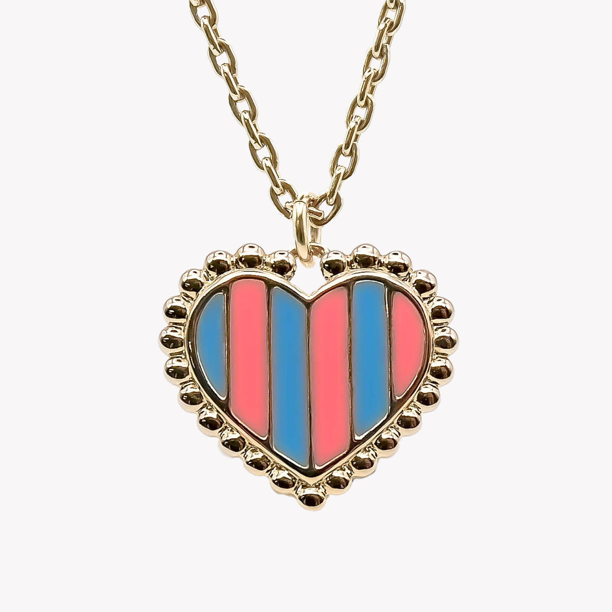 Collier cœur rayé