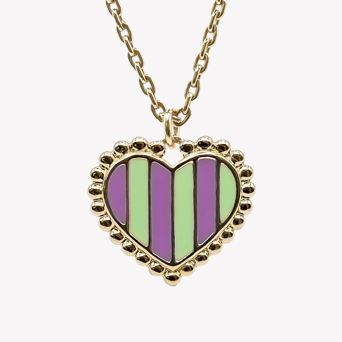 Collier cœur rayé