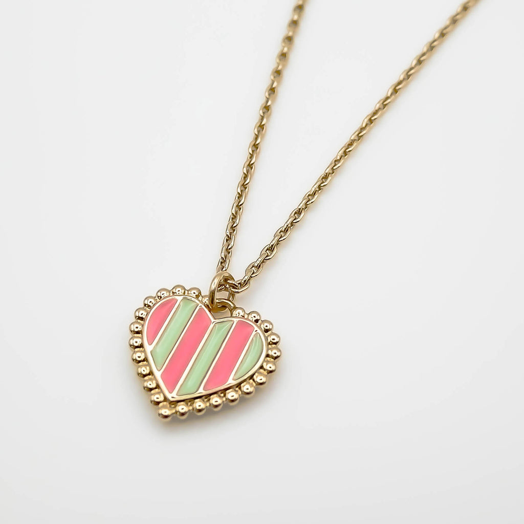 Collier cœur rayé